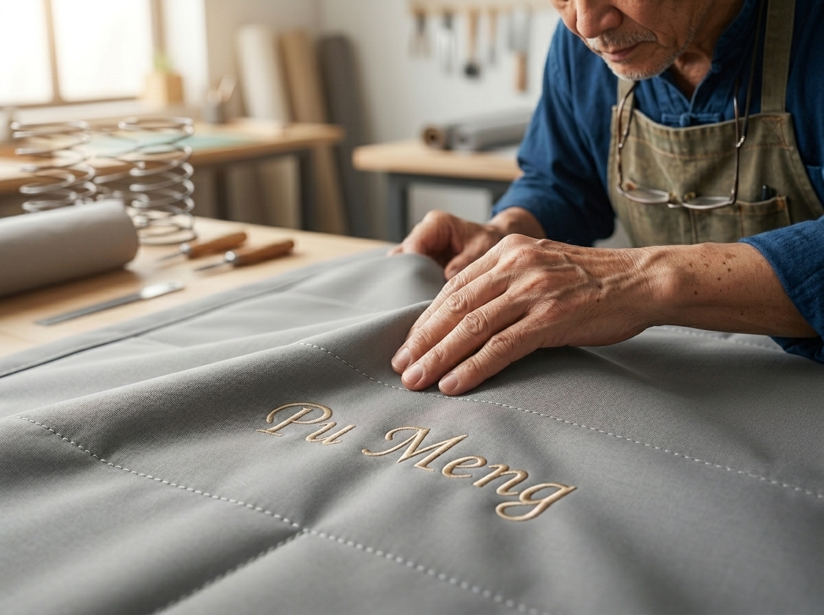 職人手工製作床墊細節