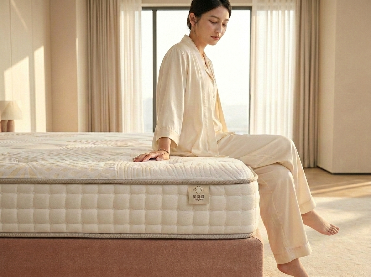 雲朵羊床墊強效M型護邊結構防止塌陷示意圖