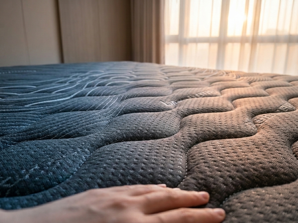 穩穩羊床墊石墨烯溫控面布與天然乳膠舒適層示意圖