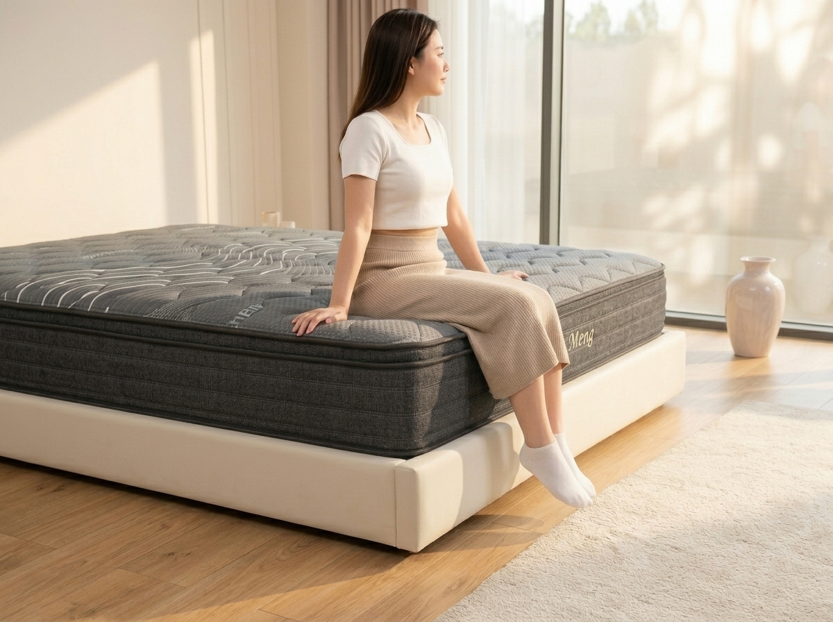 穩穩羊床墊強化泡棉護邊與M型結構防止塌陷示意圖