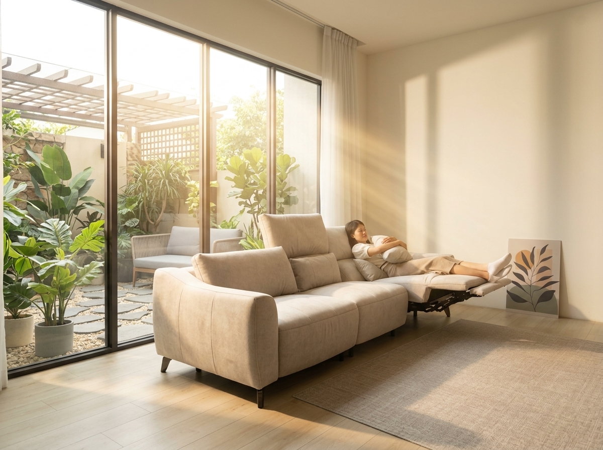 宙斯電動全能沙發電動座椅一鍵放鬆半躺角度示意圖