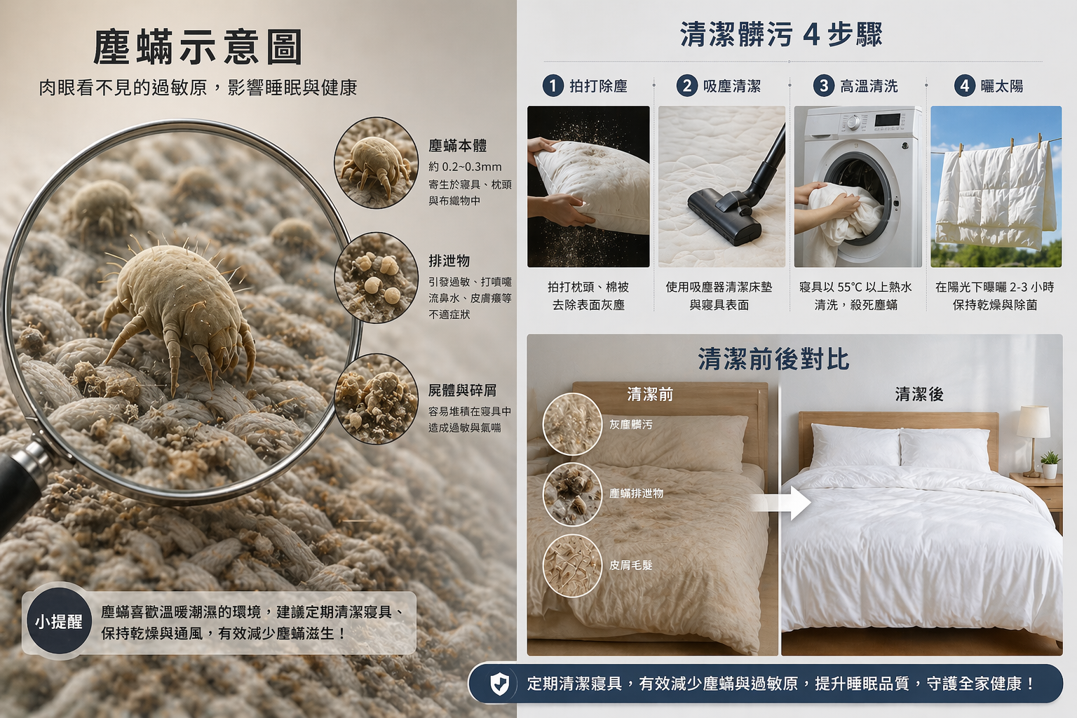 舊床墊滋生塵蟎引發過敏