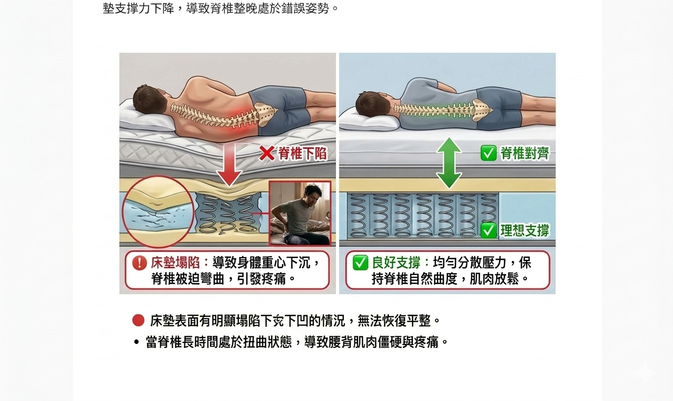 判斷床墊壽命的凹陷檢查