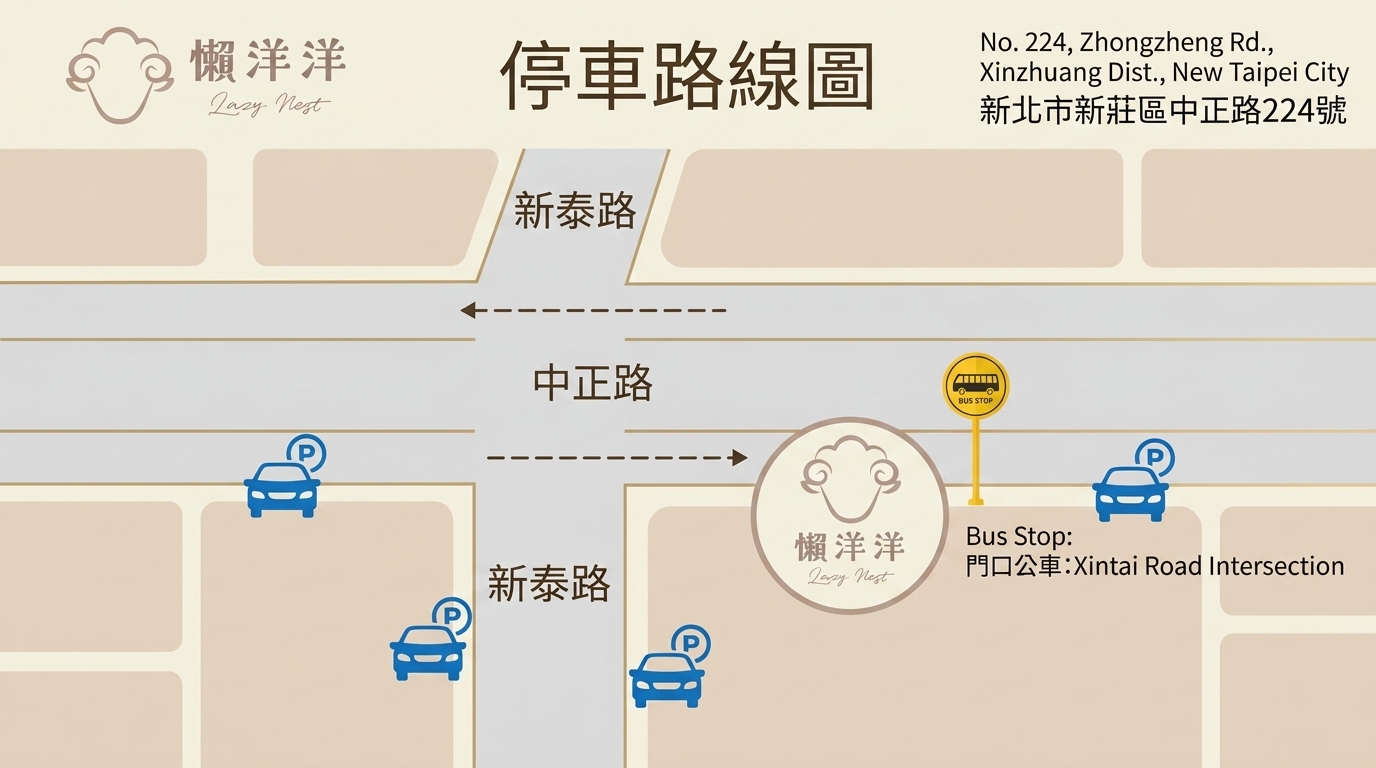 懶洋洋門市周邊交通平面圖
